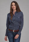 Roper Women's Navy & White Squares - Broken horn