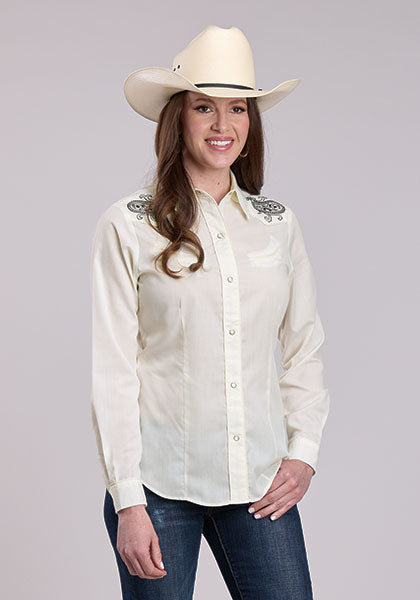 Roper Women's Soild Broadcloth - White Asparagus - Broken horn
