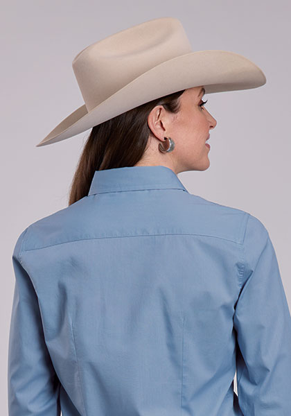 Roper Women's Soild Poplin Chambray Blue - Broken horn
