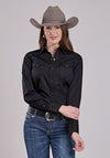 Roper Women Solid Poplin Black - Broken horn