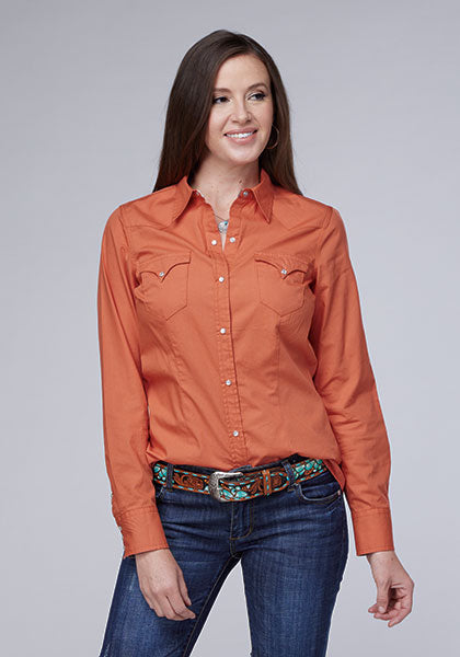 Roper Women Solid Poplin Tangerine - Broken horn