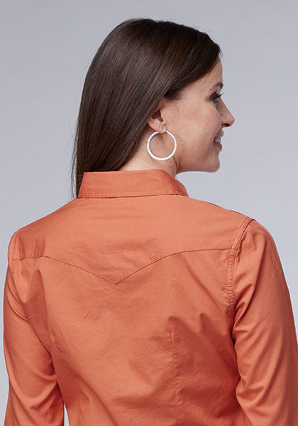 Roper Women Solid Poplin Tangerine - Broken horn