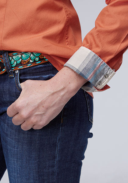 Roper Women Solid Poplin Tangerine - Broken horn