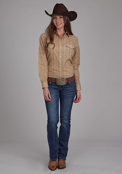Roper Women Tan & Navy Wallpaper - Broken horn