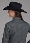 Roper Womens Black Denim Western Blouse - Broken horn