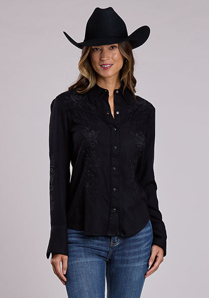 Stetson Black Rayon Western Shirt - Broken horn