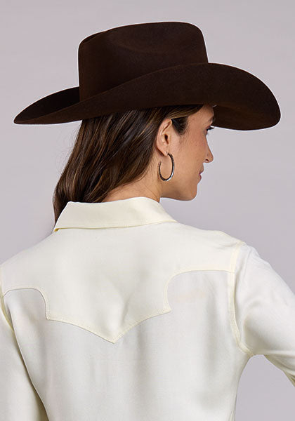 Stetson Cream Rayon Western Shirt - Broken horn