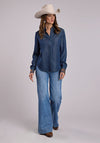 Stetson Women Denim Snap Blouse - Broken horn