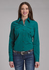 Roper Women Black Fill Solid Poplin - Broken horn