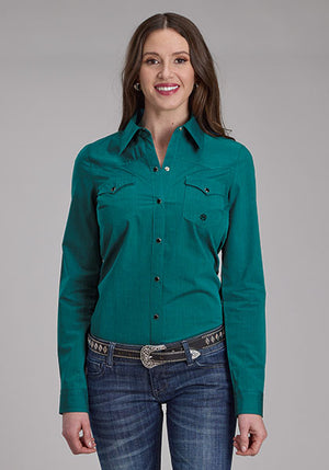 Roper Women Black Fill Solid Poplin