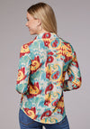 Roper Women Ikat Paisley Print Poly Crepe - Broken horn