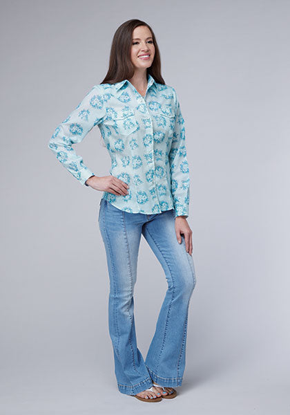Roper Women Multi Blue Floral Print - Broken horn