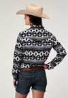 Roper Women Navy Aztec Printed Rayon - Broken horn