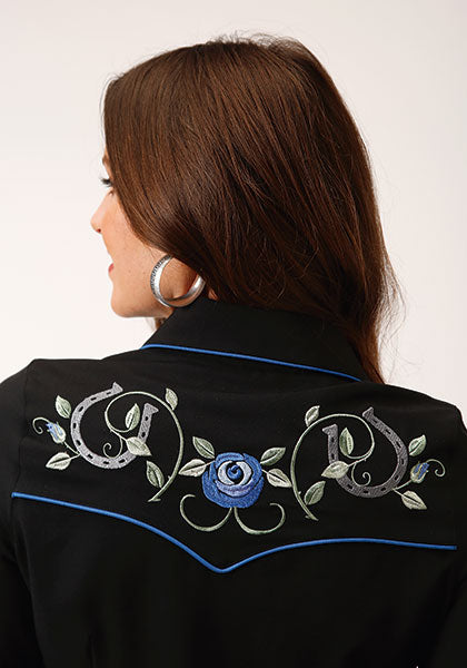 Roper Women Poly Spandex Twill Retro Shirt - Broken horn