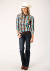Roper Women's Desert Dobby Plaid - Brown - Broken horn
