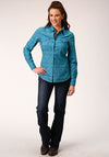 Roper Women's Horizontal Print Design Texture Aztec Print - Blue - Broken horn