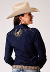 Roper Women Shirt with Piping and Yoke Embroidery - Broken horn