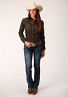 Roper Women Solid Broadcloth Deep Chocolate Brown - Broken horn