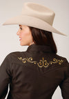 Roper Women Solid Broadcloth Deep Chocolate Brown - Broken horn