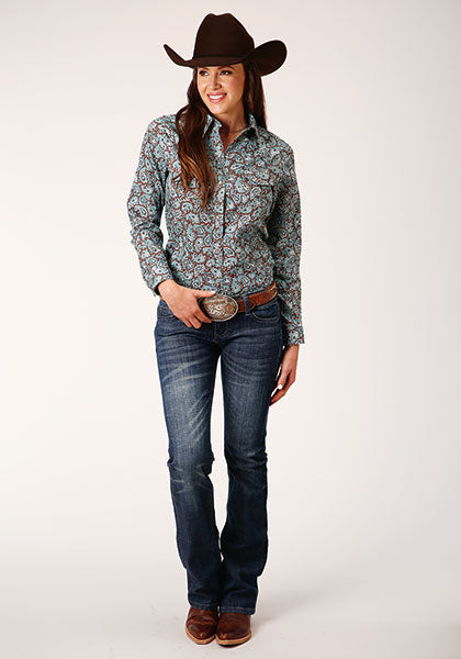 Roper Women Turquoise Mine Paisley - Broken horn