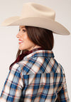 Roper Womens Denim Plaid - Broken horn