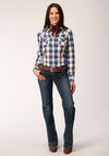 Roper Womens Denim Plaid - Broken horn