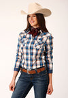 Roper Womens Denim Plaid - Broken horn