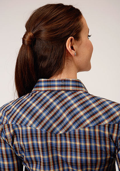 Roper Womens Snap Shirt Woven Plaid - Broken horn