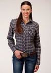 Roper Womens Snap Shirt Woven Plaid - Broken horn