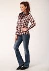 Roper Womens Wine/Black/Cream Plaid - Broken horn