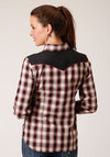 Roper Womens Wine/Black/Cream Plaid - Broken horn