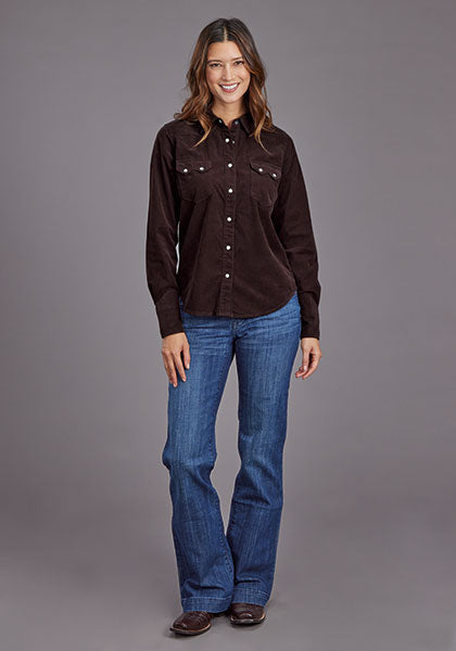 Stetson Women Courdry Denim Snap Shirt - Broken horn