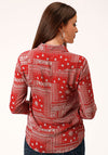 Stetson Women Print Rayon Bandana Patchwork - Red - Broken horn