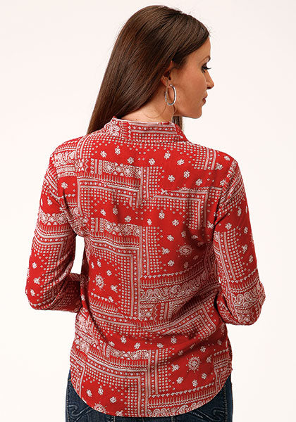 Stetson Women Print Rayon Bandana Patchwork - Red - Broken horn