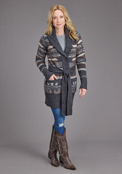 Stetson Women Indigo Aztec Sweater - Broken horn