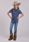 Roper Blue Denim Western Blouse - Broken horn