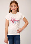 Roper Girl's Printed Knit Jersey Tee - Broken horn
