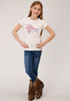 Roper Girl's Printed Knit Jersey Tee - Broken horn
