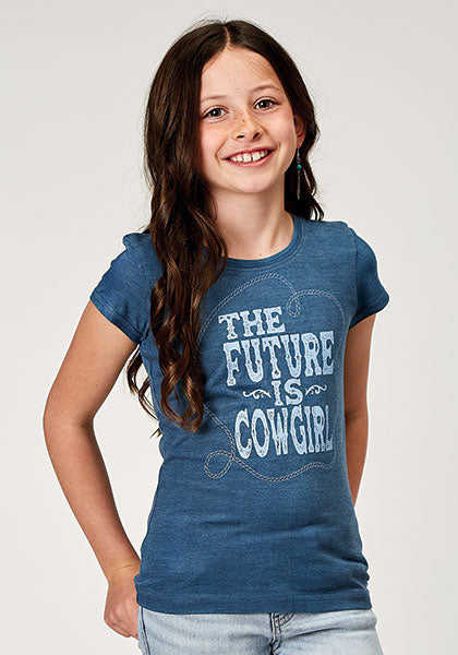 Roper Girls Navy Blue Tee - Broken horn