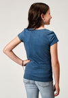Roper Girls Navy Blue Tee - Broken horn