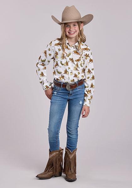 Roper Racers Printed Rayon - Broken horn