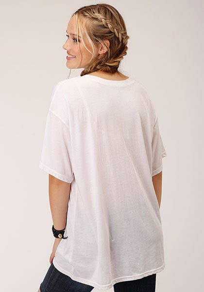 Roper White Jersey Knit Boyfriend Tee - Broken horn