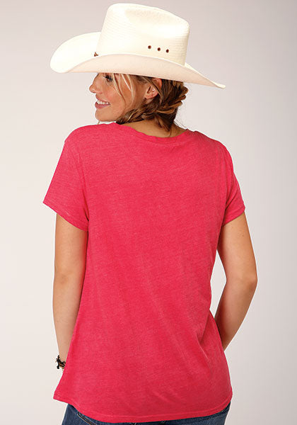 Roper Womens Watrmelon Pink Tee - Broken horn