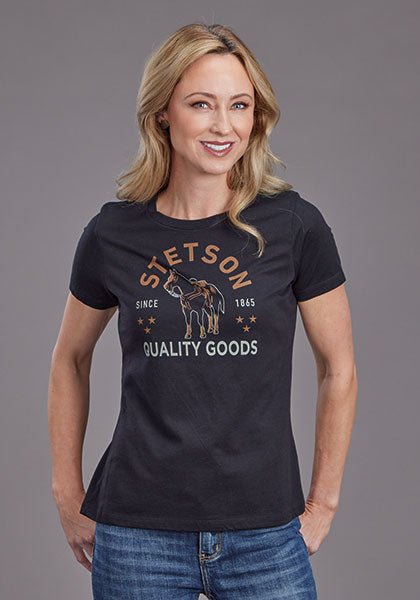 Stetson Women Quality Goods W/Horse Tee - Broken horn