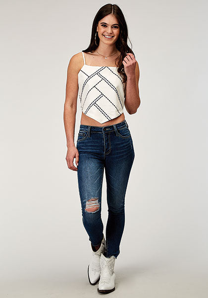 Roper Women Cotton Bandanna Tank - Broken horn