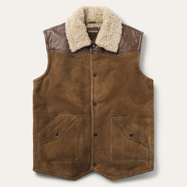 Stetson Distressed Suede Vest - Broken horn