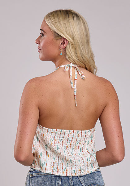 Roper Women Checker Stripe Halter Top - Broken horn