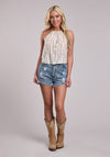 Roper Women Checker Stripe Halter Top - Broken horn