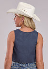 Roper Women Denim Mini Vest - Broken horn