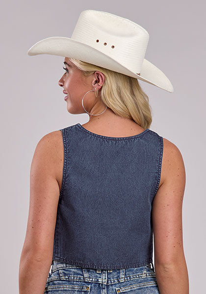 Roper Women Denim Mini Vest - Broken horn